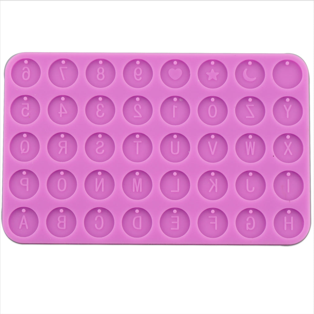1pc Alphabet Bead Mold, Letter Charm with Holes Resin Mold, Round